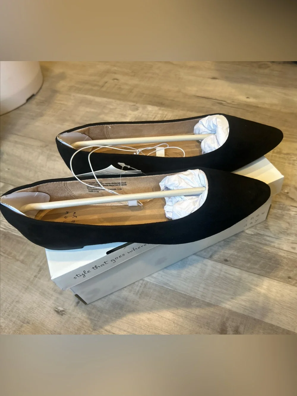 A New Day Black suede Pointed-Toe Women's Flats - Classic Everyday Style